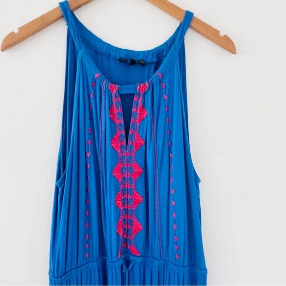 Spenser Jeremy Blue Embroidered Sleeveless Maxi Dress - Picture 3 of 5